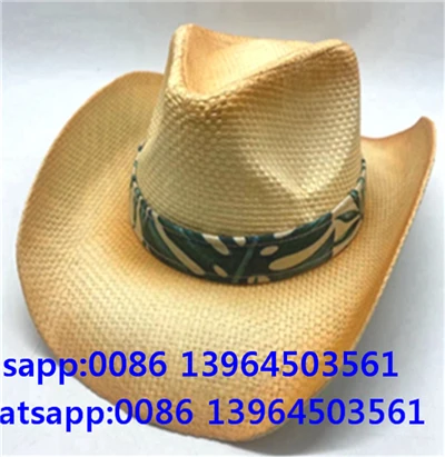 Férfi Western Ribbon Cowboy Straw Fisher Man Sun Hat