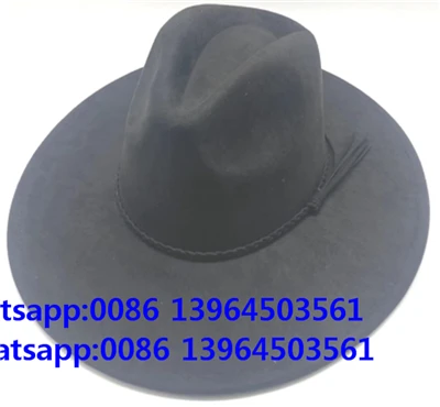 Rancher gyapjú fekete kalap Fedora Cowboy Hat