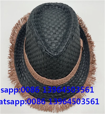 Kézi szőtt fekete Fedora bojt kalap