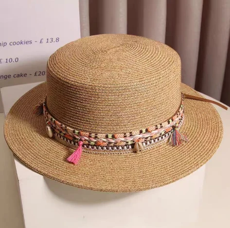 Boho elegáns barna papír szalmakalap női