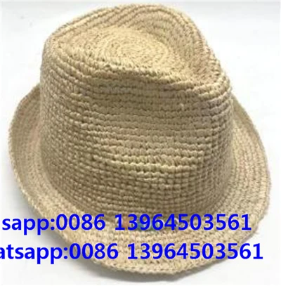 Kézzel szőtt horgolt Fedora puha szalmakalap