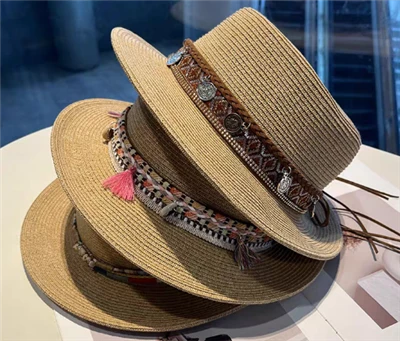 Boho barna női szalma strandkalap