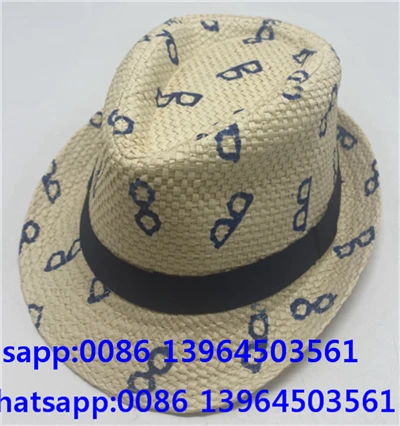 Szalma Fedora Kalap Nyomtatási Mintával