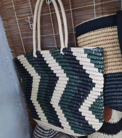 Csontos zöld nők szalmás táska